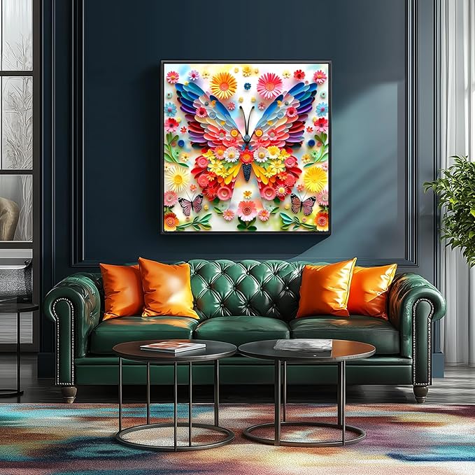 Puzzles for Adults 500 Pieces Colorful Butterfly FlowerJigsaw Puzzles 500 Pieces Difficult Fun Paper Art Unique Beautiful Family Puzzle Challenging Games Gift for Teens Kids Adults (20"x20")