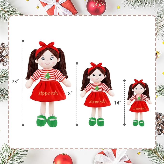 June Garden Personalized Doll Nora - Soft Cuddly Plush Doll Gift for Girls - Huggable Rag Doll Customized Name and Size
