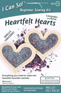 I Can So! Beginner Sewing Kit. Heartfelt Hearts. Lavender Sachet. (Lavender and Rose)