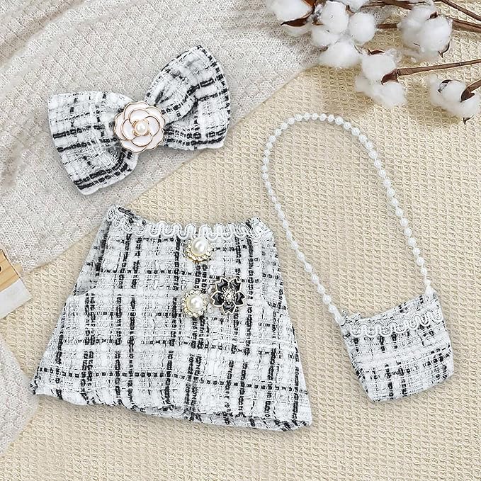 17cm Doll Clothes Set-Adorable Outfits for Dolls-Stylish Accessaries Clothes Dress-Up-Replaceable Clothing Collections, Includes Hat, Top, Skirt(White-Style A)