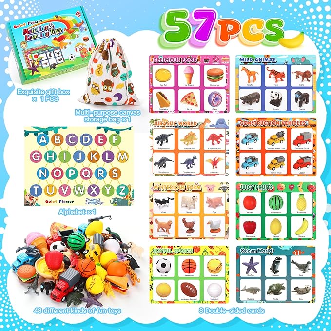 Sorting Toys for Toddlers, Sensory Toys for Kids Age 3 4 5, Boys Girls Montessori Toy, Preschool Learning Activities Education Toys, Alphabet Animal Dinosaur Fruit Vehicle Farm Toys