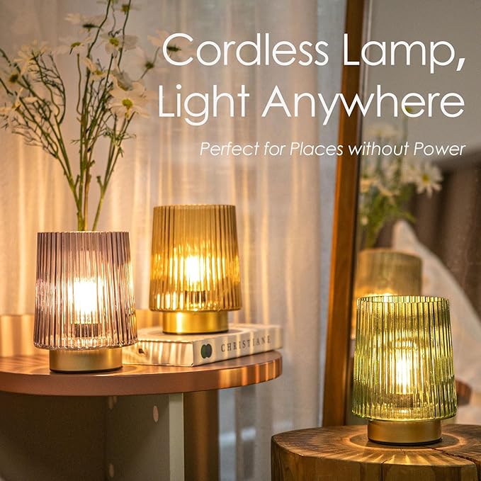 Dorm Battery Operated Lamp with Remote Control for New Home Decor,Cordless Dimmable Brightness Small Decorative Lamp with Timer for Shelf/Entryway/Corner/Patio/Small Spaces (Forest Green)