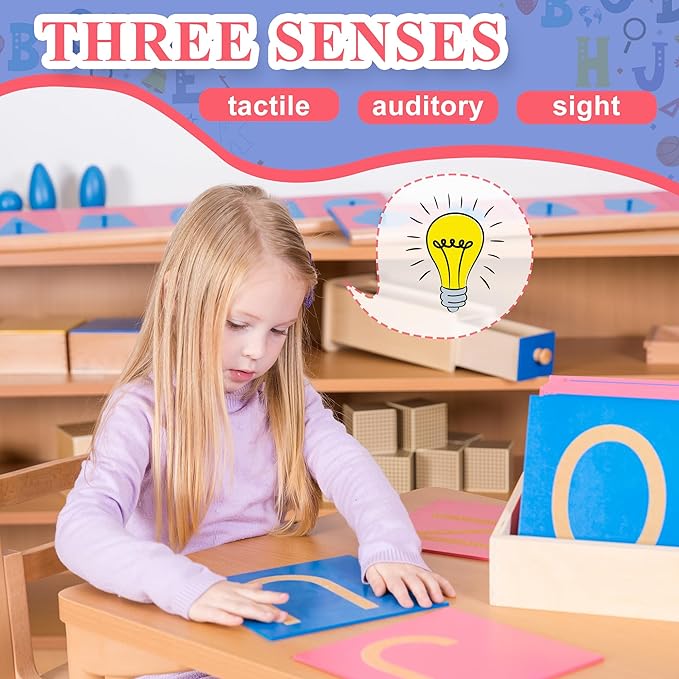 MONTESSORI OUTLET Capital Case Sandpaper Letters - Print for 3-6 Years Montessori Education at School and Home