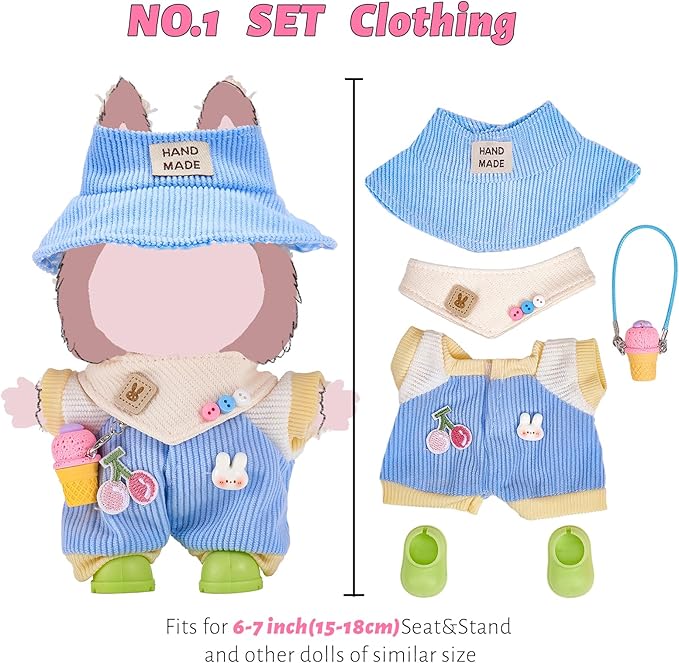 Doll Clothes Set for Labubu , 26-Piece Set , Cute Clothes for Labubu Outfits with Hat & Accessories for Premium Fashion Dress(No Doll).
