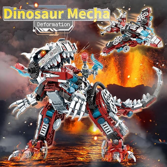 STEM 2 in1 Dinosaurs Building Kits 422PCS, Compatible with Lego Dinosaurs Bricks, Toys for Kids Age 6-10 Year Old, Educational Building Sets Best Gifts for Boy 6-10