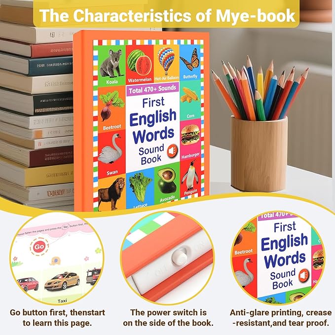 English Words Sound Book for Toddlers 3-6 | 470+ Words & Phonics Learning Toy | Interactive Speak & Spell with Sounds & Pictures | 21 Themes | 2025 Educational Gift