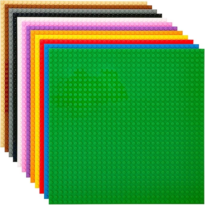 Strictly Briks Stackable Baseplates for Building Bricks - Compatible with Lego and All Major Brands - 10 x 10 in, Blue, 12 Pack