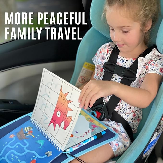 Totebook Kids Travel Educational Activity Book with Washable Markers - Car and Airplane Activities, Learning Toys for Toddlers- Search and Find, Reusable Stickers for Ages 4, 5, 6 (Ocean)