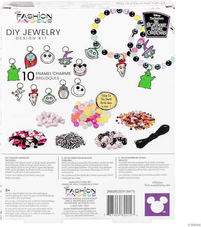 Fashion Angels Disney Tim Burton's The Nightmare Before Christmas Sweet & Scary Jewelry Kit, Includes 800+ Beads, Trendy DIY Jewelry Kit for Tweens & Teens