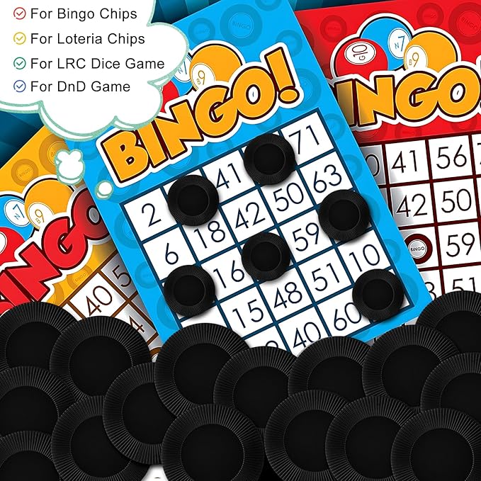 Coopay 600 Pieces Plastic Poker Chips Bingo Chip Bulk Learning Counters Disks Poker Card Game Counting Markers for Math Practice, Game Tokens and Teaching Rewards, 38 mm/ 1.5 Inches (Black)