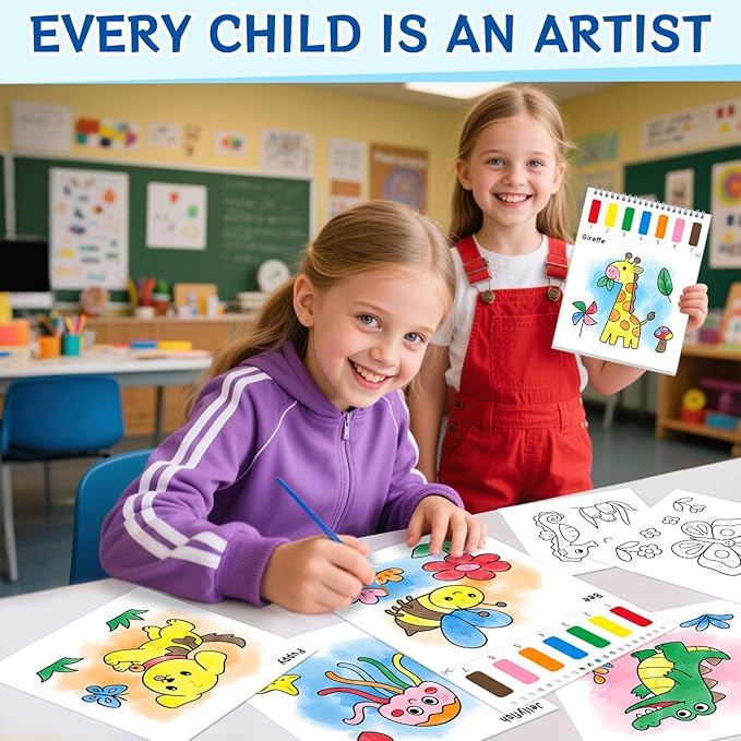 Paint with Water Coloring Books for Kids,Mess Free Watercolor Painting Papers Sets for Toddlers,Water Color Paint Kit,Art Craft Birthday Gift for Ages 1-3, 4-8(Animal)