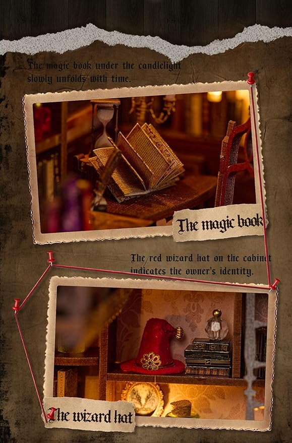 DIY Book Nook Kit,Magic Dollhouse Kit DIY Miniature House Kit for Adults Teens,Booknook Bookend Bookshelf Decor,3D Wooden Puzzle with LED & Dust Cover,Easter Halloween Home Decor Birthday Gifts