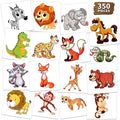 Waterproof Temporary Tattoos For Kids - 350 Pieces | Animals, Insects and Sea Animals | Temporary Tattoo Sheets for Boys | Party Favor for Goody Bags | Non-toxic、Skin-Safe*、Cosmetic-Grade