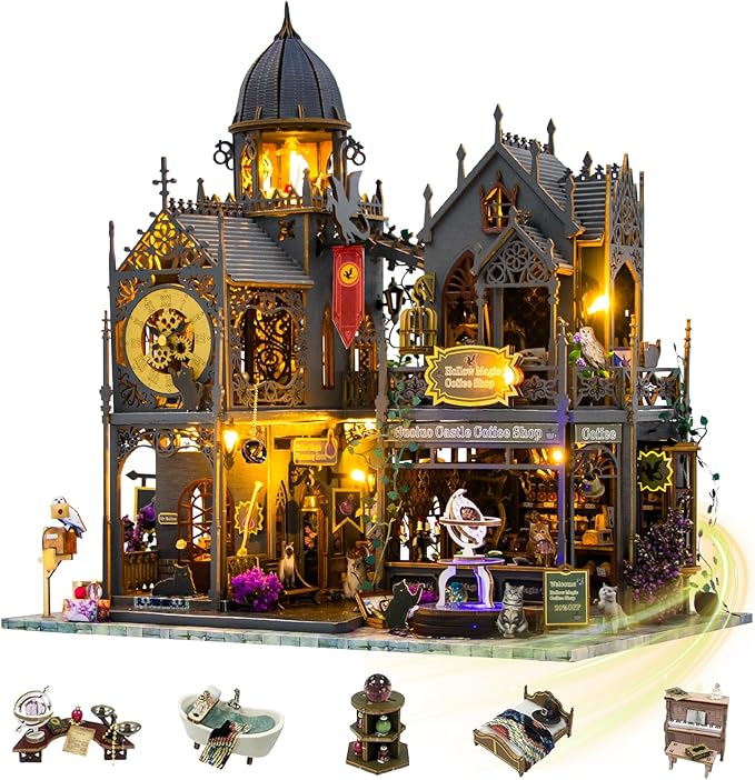 Mostop DIY Miniature House Kit - Magic Wooden Dollhouse Miniature Kits - Tiny House Model with LED Light - Mini House Building Kit for Adults Teens - Creative Craft Birthday Gift Home Decor