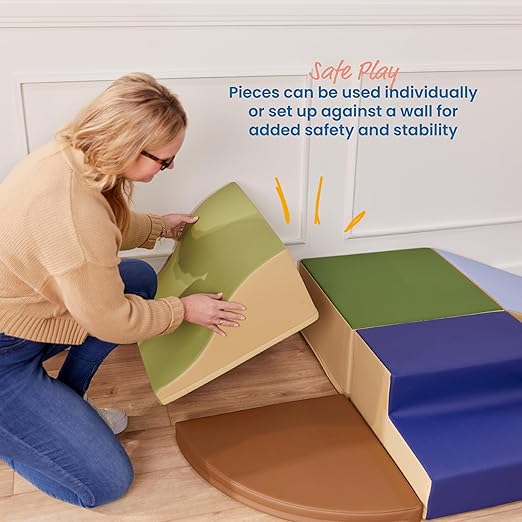ECR4Kids SoftZone Little Me Wall Climb and Slide, Beginner Playset, Earthtone