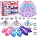 Princess Dress Up for Girls - Toddlers Clothes with Skirts, Shoes, Crown & Play Jewelry, Princess Costume Toys for Girls Age 3,4,5,6 Year Old, Kids Shoes Role Play Gift Idea for Birthday Christmas
