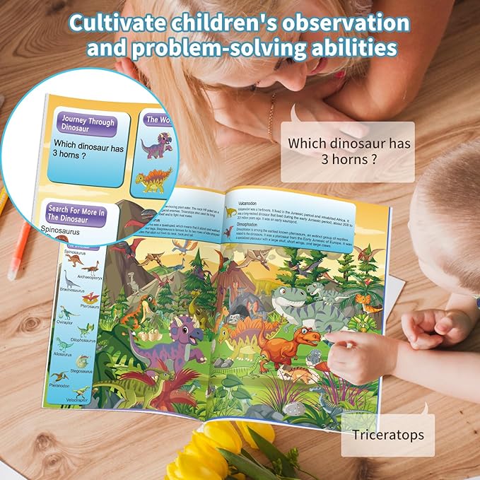 4 Pack Search and Find Activity Book for Kids Ages 3-5 4-8 8-12, Car Game,Toys for Road Trip Airplane Activities,Activity Books Over 240 Fun Animal Knowledge