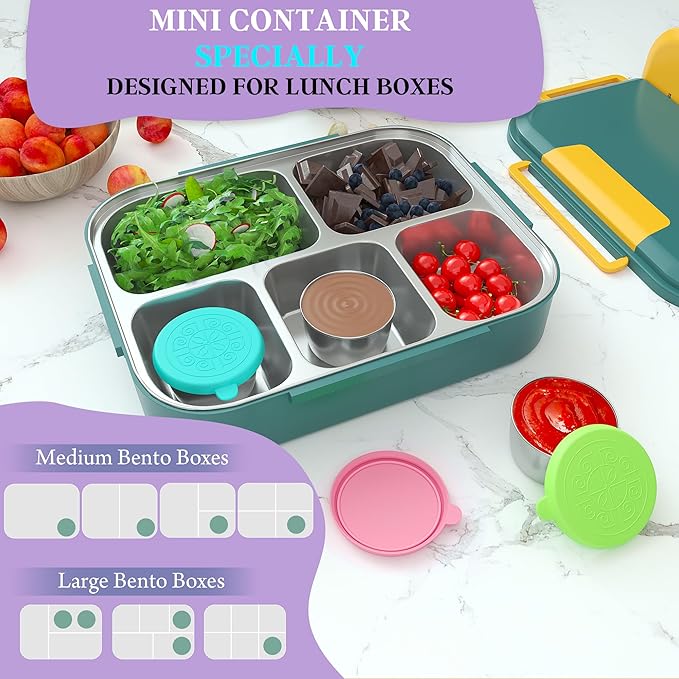6x1.6 Oz Salad Dressing Containers With Lids, Small Leakproof Reusable Stainless Steel Salad Dressing Container To Go For Lunch Boxes,Sauce containers, Picnics,Travel Meal Prep And Kitchen Storage.