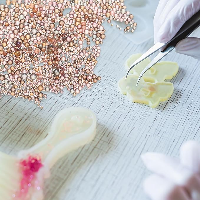 Iridescent Glass Tiny Bubble Beads, 0.4-3mm 10g No Hole Micro Mini Round Brown Water Droplets Beads - Applications: for Resin Filler, Nail Art, Dollhouse Bath Tub