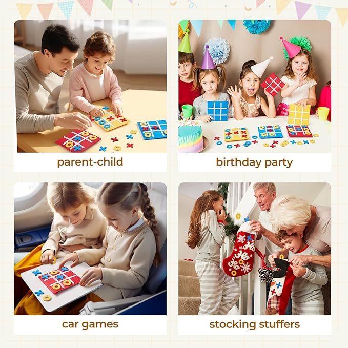 JoyCat Tic Tac Toe Mini Board Game Toy for Kids and Family,Birthday Party Favors,Goody Bag,Fun Indoor Game Night Activity,Gifts for Students,Easy to Store(Bulk Pack of 12)