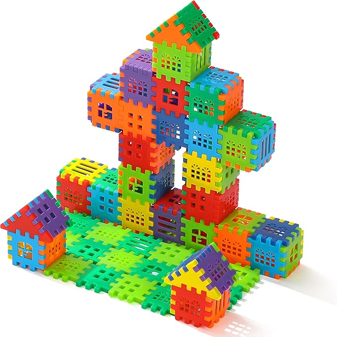 Building Blocks – 100-piece Kids Builders Blocks Set with Storage Bag – Interlocking Building Blocks for Toddlers and Kids – Fun and Educational Toy Building Set for Skill Development