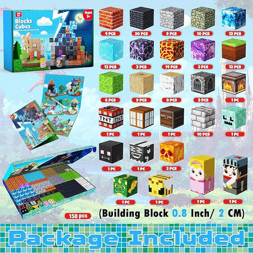 150PCS Magnetic Blocks - Magnet Building Blocks, Stacking Magents Cubes Toys Forest Dark Castle Set, STEM Montessori Sensory Toys for Kids Boys and Girls Ages 3 4 5 6 7 8 9 10 Birthday Gifts