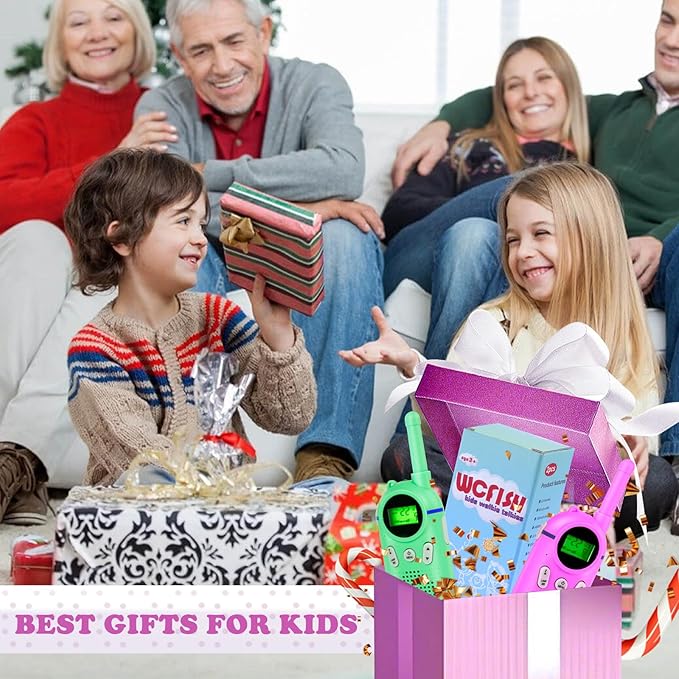 Walkie Talkies for Kids Rechargeable 2 Pack, Providing 48hrs Working Time and Long Range of 3KMs, Best Gift for Kids Aged 3-12 Years