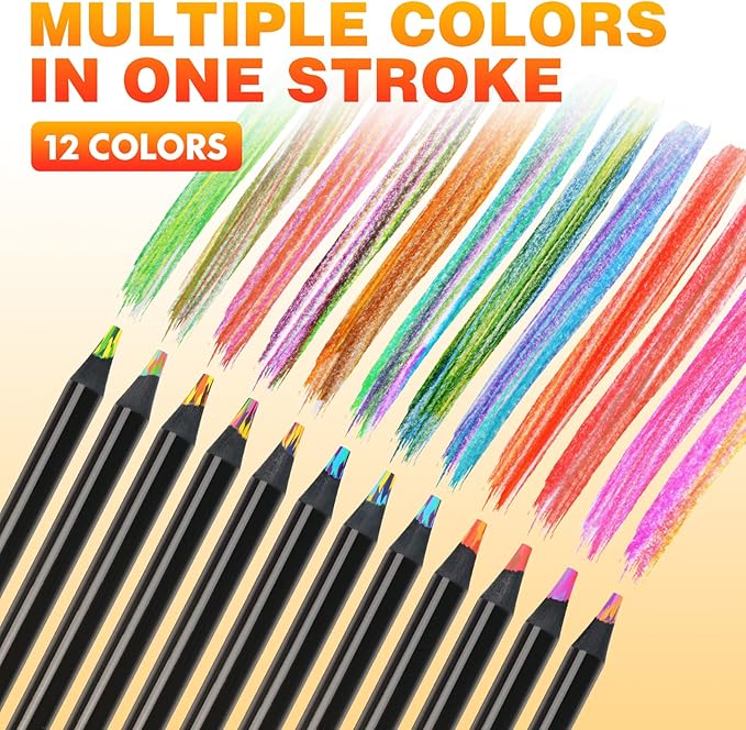 nsxsu Stocking Stuffers Art Supplies, 24 Rainbow Colored Pencils for Adults Kids, Teen Girl Gifts Trendy Stuff, Multicolored Cool Fun Pencil for Drawing Painting Sketch, School Supplies Party Favor