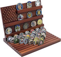 PiaoHao Challenge Coin Display Stand Military Coin Holder Wooden Rack Holds 80 Coins (Red)