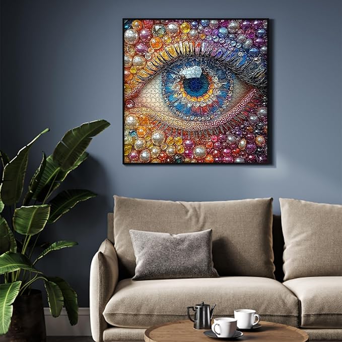 Impossible Puzzles for Adults1000 Pieces, Eye Colorful Gradient Crystal Diamond Abstract Art Themed, Hard Difficult Challenge Jigsaw Puzzle