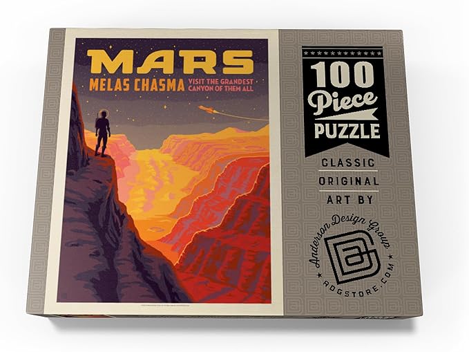 MyPuzzle Mars: Melas Chasma, Vintage Poster - Premium 100 Piece Jigsaw Puzzle for Adults