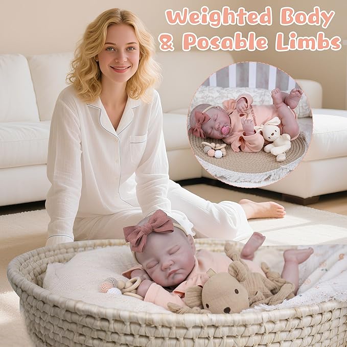 Lifelike Reborn Baby Dolls, 20-Inch Realistic Baby Doll Girl Soft Cloth Body Newborn Doll with Complete Accessories for Kids Age 3+ Real Life Dolls, Lovely & Pretty Girls
