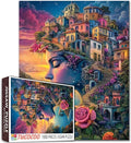 Portrait Woman 1000 Piece Jigsaw Puzzle Seaside House Landscape Jigsaw Puzzles for Adults Gifts Surreal Earth Girl Challenging Puzzle Perfect for Game Nights
