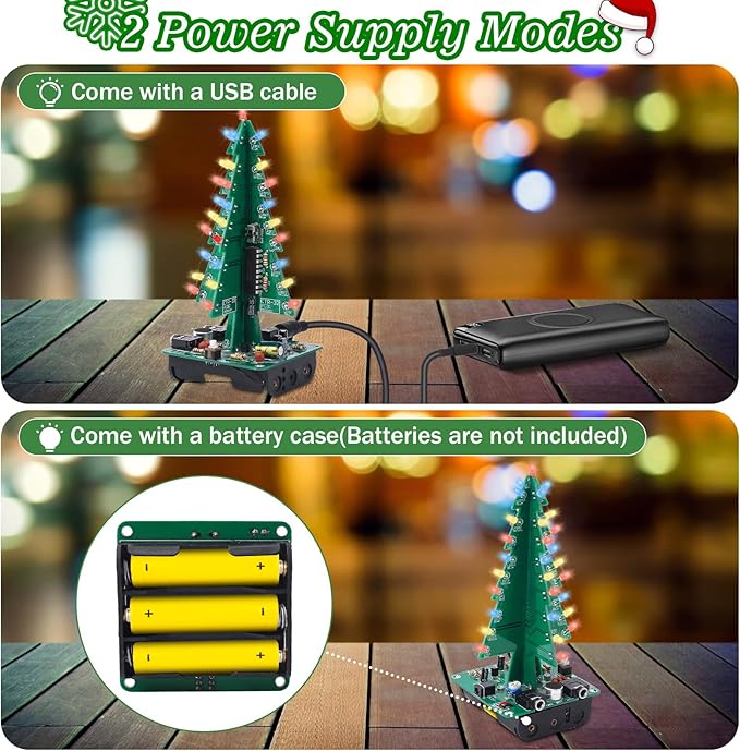3D Christmas Tree Soldering Kit, Icstation DIY Soldering Practice Kit Spectrum Light Xmas Tree Soldering Assemble Kit for Teaching Learning STEM Educational