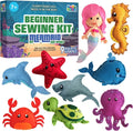 MOMOTOYS Mermaid & Sea Life Beginner Sewing Kit for Kids Ages 7+ – Includes 9 Kids Sewing Projects w/Tools & Art Supplies – DIY Felt Crafts – Girls & Boys Gifts for 7, 8, 9, 10, 11, 12 Year Old