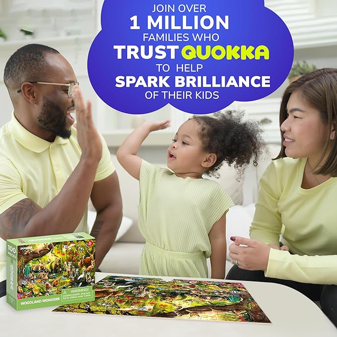 QUOKKA 100 Piece Puzzles for Kids Ages 4-6 – Floor Kids Puzzles Ages 6-8 Year Old – Toy for Learning Wild Forest Animals for 8-10 yo – Jigsaw Toddler Game for Boys & Girls