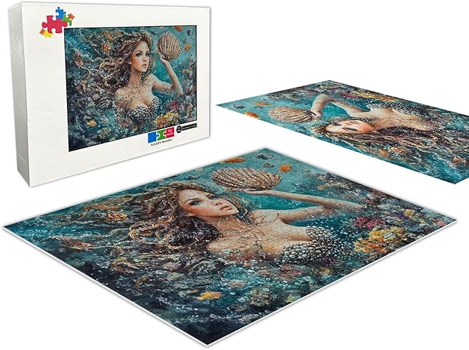 500 Piece Jigsaw Puzzle - Mermaid Under The Sea - Adult Jigsaw Stress Relief Gift Poster Puzzle, Boxed Puzzle Assembly