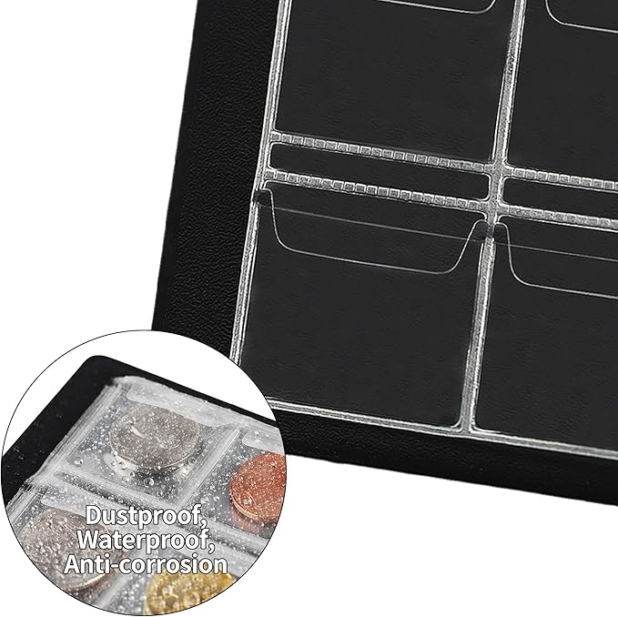 Coin Collection Album - Coin Holder Book Coin Storage Album Money Penny Pocket for Collectors CS01 (Red, Pocket Size 30x30mm/1.2x1.2 in[120 Pockets])
