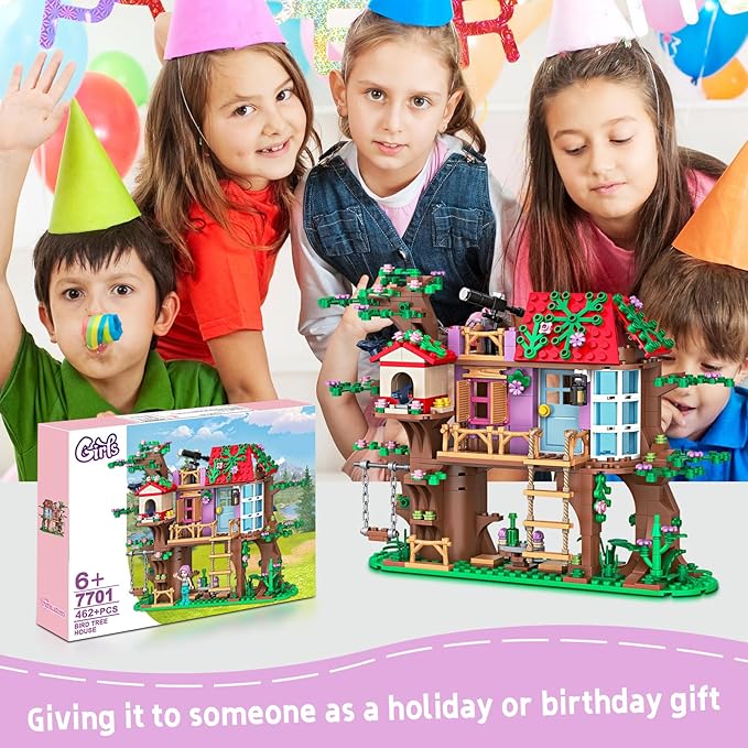 Bird Tree House Building Block Set Creative Forest Playhouse Toy with Swing Ladder and Bird Nest Nature Adventure Kit for Nature Loving Kids Teens