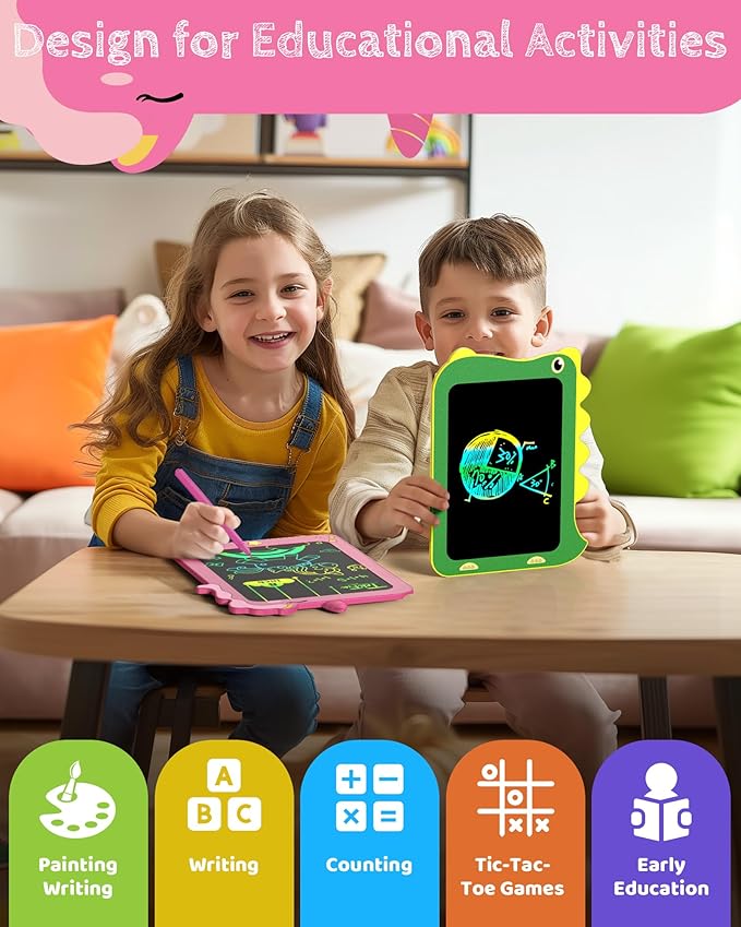 TEKFUN LCD Writing Tablet for Kids, 8.5 Inch Unicorn Doodle Board, Drawing Tablet, Reusable Electronic Pads Educational and Learning Toy Gift for 3-8 Years Old Boy and Girl (Pink)
