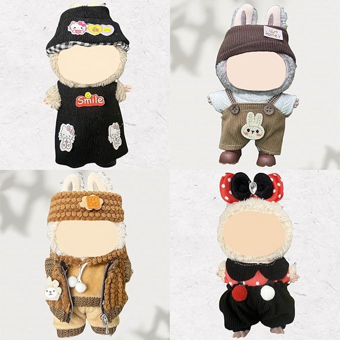 4 Pack—17cm Doll Clothes,Premium Doll Outfit with Accessories,Doll Princess Skirt,Cute Clothes Outfit for 17cm Dolls,End Dolls Fashion Clothing Set(No Dolls and Shoes) (Set T)