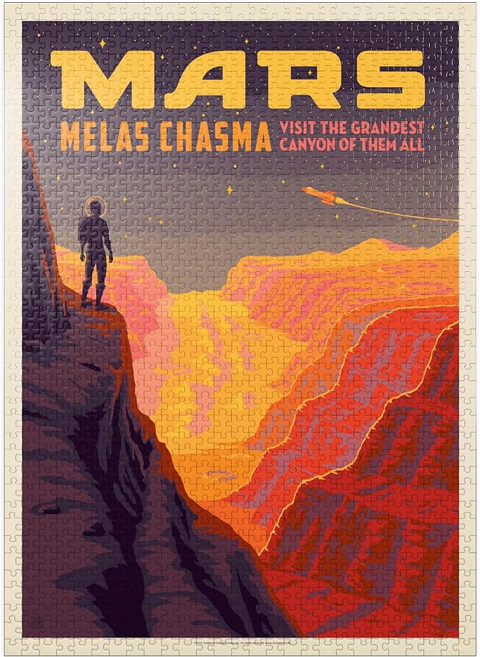 MyPuzzle Mars: Melas Chasma, Vintage Poster - Premium 1000 Piece Jigsaw Puzzle for Adults