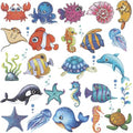 Glitter Ocean Sea Animals Temporary Tattoos for Kids - 120+ Cartoon Ocean Animal Fake Tattoos for Girls Boys Birthday Party Supplies Favors, Baby Shower