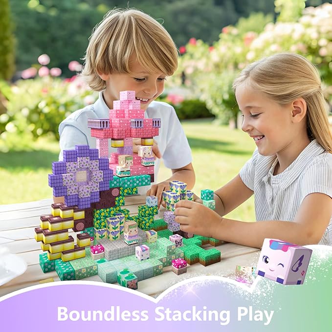 GobiDex Magnetic Blocks Kid Building Toys for 3+ Years Old Girls, STEM Sensory Gifts for Princess, Kids Magnets Build MagWonder World Game