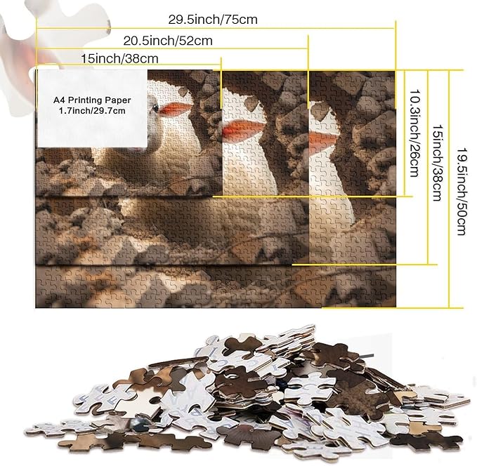 Sheep Adults Fun Thickened Wooden Jigsaw Puzzles 1000 Piece 3D Animal Stress Relief Toy Decoration Education Game Toy Intellectual Game Relaxation and Intelligence 1000pcs (75x50cm)