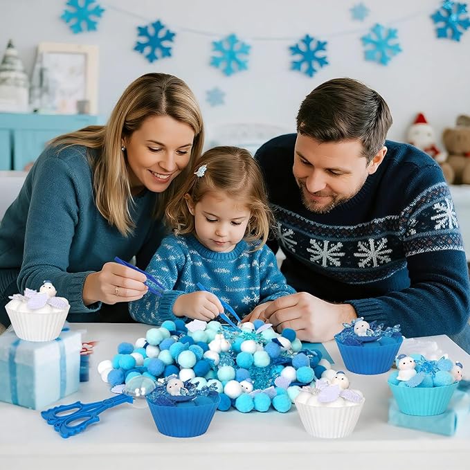 196 Pcs Winter Sensory Bin Items Winter Snowman Counting Sorting Sensory Bin Filler Fine Motor Snowman Snowflake Counts for Xmas Counting Decor