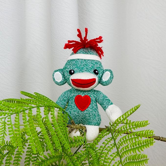 Plushland Adorable Sock Monkey, The Original Traditional Hand Knitted Stuffed Animal Toy Gift-for Kids, Babies, Teens, Girls and Boys Baby Doll Present Puppet 6 Inches