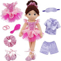 June Garden 14" Snuggle Cutie Ballerina Doll Maya – Soft Plush Doll with Ballet Outfit, Purple Pajama Set & Accessories – Dress Up Pretend Play Toy for Girls