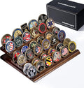 Handmade 3-Tier Challenge Coin Display Case - Holds 40+ Military Coins - Walnut Finish Wooden Holder for Desk Display - Premium Gift for Collectors & Armed Forces (Retirement, Promotion)