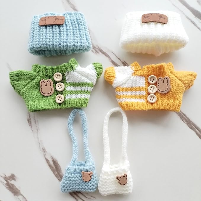 15cm & 17cm Doll Clothes Outfits Set - Premium Dress Up Bundle with Exquisite Accessories | Soft Fabric Fashion Doll Costume for 15-17cm Dolls (2set Yellow+Green)